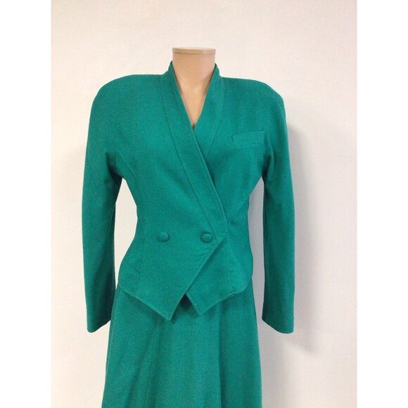 Daniel Niveau Wool Skirt Suit 2 Piece Designer 90’s Shoulder Pads Womens 6 - Picture 6 of 9